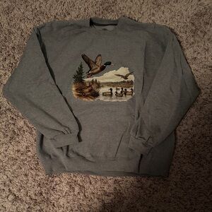 Gray Duck Print Mens Sweatshirt